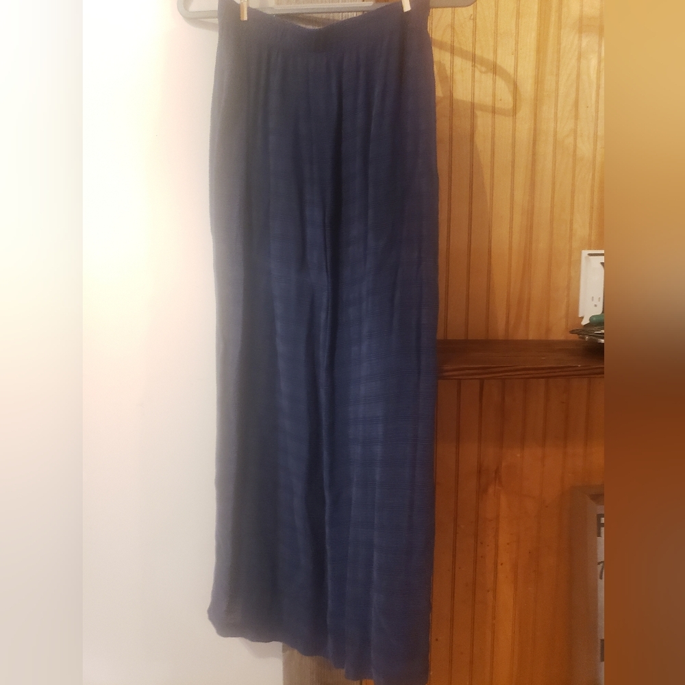 Tom Tom Linen Maxi Skirt Med Blue Light Weight Gauze Texture